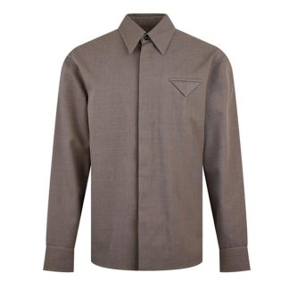 BOTTEGA VENETA Wool Twill Shirt With Triangle Pocket Men Grey 1144  for sale