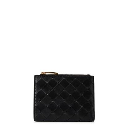 BOTTEGA VENETA Zip Card Holder Women Black Gold  for sale