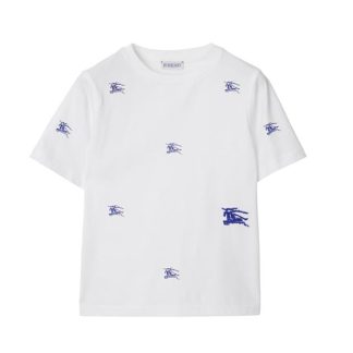 BURBERRY All-Over Ekd T-Shirt Junior Boys Kids Regular Fit T-Shirts White A1464 for sale