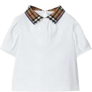 BURBERRY Burb Alesea Chk Blse In42 Kids White A1464  for sale