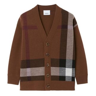 BURBERRY Burb Gerard Chk Knit Jn34 Kids Brown A9011  for sale