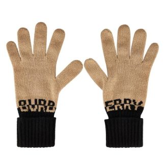 BURBERRY Cashmere Gloves Women Beige/Blk A7026  for sale