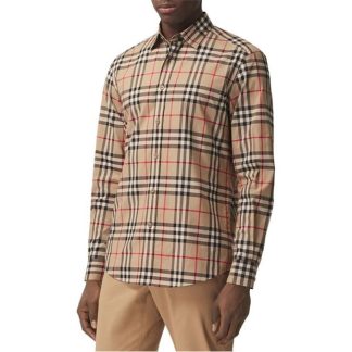 BURBERRY Caxton Check Shirt Men Arc Beige A7028  for sale