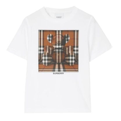 BURBERRY Cedar Thomas Bear T-Shirt Girls Kids White A1464  for sale