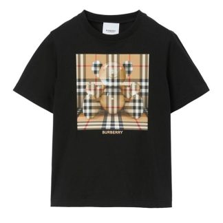 BURBERRY Cedar Thomas Bear T-Shirt Unisex Kids Regular Fit T-Shirts Black A1189 for sale