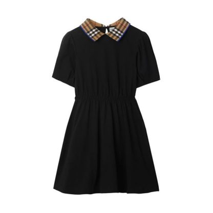 BURBERRY Check Collar Polo Dress Juniors Kids Polo Dresses Black A1189 for sale