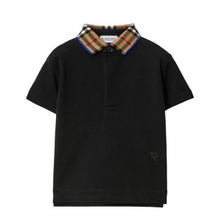 BURBERRY Check Collar Polo Shirt Infants Kids Short Sleeve Polos Black A1189 for sale