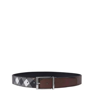 BURBERRY Check Cotton And Leather Belt Unisex Brch Brwn A8900  for sale