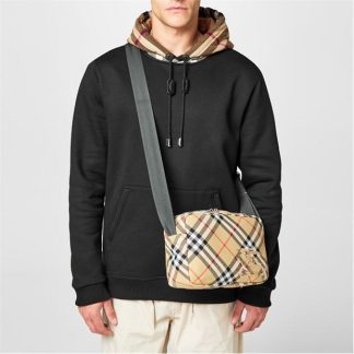 BURBERRY Check Crossbody Bag Unisex Sand  for sale