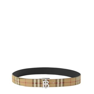 BURBERRY Check Leather Reversible Tb Belt Unisex Arc B/Silver  for sale