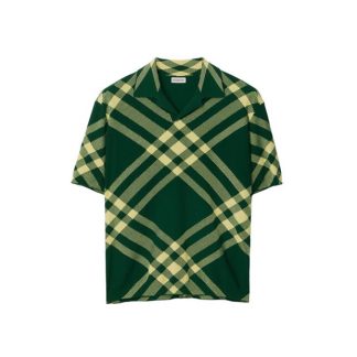 BURBERRY Check Wool Blend Polo Shirt Men Daffodil  for sale