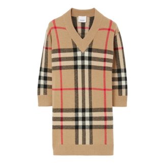 BURBERRY Check Wool Cashmere Sweater Dress Kids Arc Beige A7026  for sale