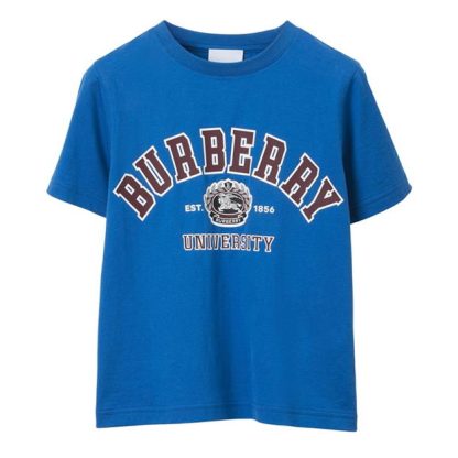 BURBERRY College Logo T-Shirt Junior Kids Regular Fit T-Shirts Canvas Blue for sale