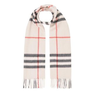 BURBERRY Giant Icon Check Cashmere Scarf Unisex Scarves Stone Chk A5129 for sale