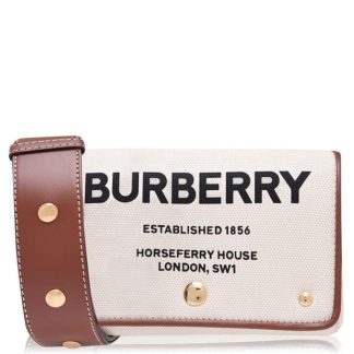 BURBERRY Hackberry Canvas Bag Women White/Tan A1363  for sale