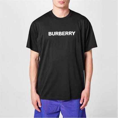 BURBERRY Harriston T-Shirt Men Regular Fit T-Shirts Black A1189 for sale