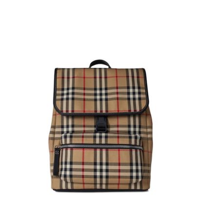 BURBERRY Junior Dewey Check Print Backpack Unisex Back Packs Arc Beige A7026 for sale