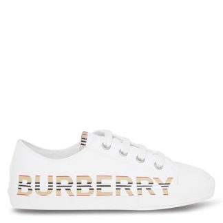 BURBERRY Juniors Larkhall Sneaker Kids Low Trainers Op White A1462 for sale