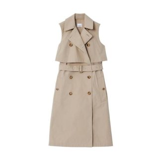 BURBERRY Layered Sleeveless Trench Coat Dress Women Soft Fawn A7405  for sale