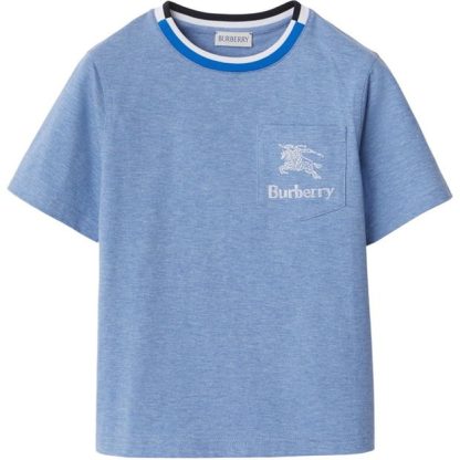 BURBERRY Logo T-Shirt Juniors Kids Regular Fit T-Shirts Blue A3898 for sale