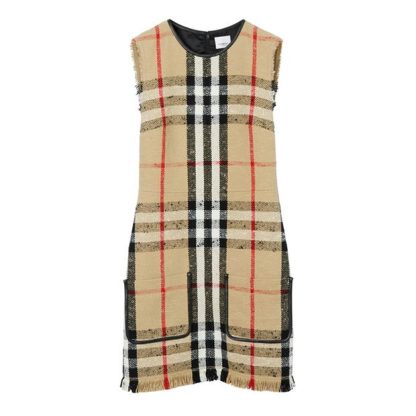 BURBERRY Macy Check BouclÉ Dress Women Arc Bge A7028  for sale