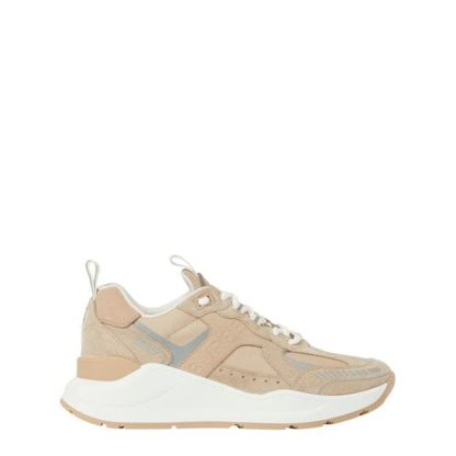 BURBERRY Panelled Lace-Up Suede Sneaker Women Beige  for sale