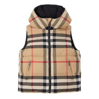 BURBERRY Reversible Check Puffer Gilet Junior Kids Beige A7028  for sale