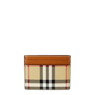 BURBERRY Sandon Check And Leather Card Case Women Arc Beige A7026  for sale