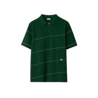 BURBERRY Stripe Zip Polo Shirt Men Ivy  for sale