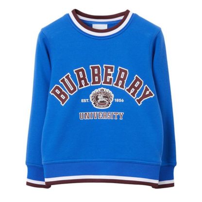 BURBERRY University Varsity Sweatshirt Juniors Kids Canvas Blue  for sale