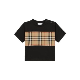 BURBERRY Vintage Check Panel T Shirt Kids Regular Fit T-Shirts Black A1189 for sale