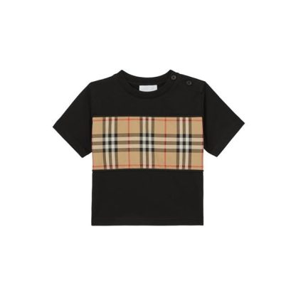 BURBERRY Vintage Check Panel T Shirt Kids Regular Fit T-Shirts Black A1189 for sale