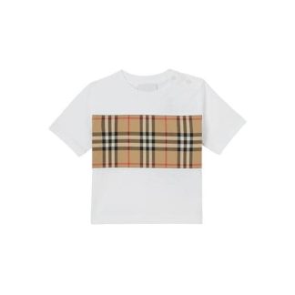 BURBERRY Vintage Check Panel T Shirt Kids Regular Fit T-Shirts White A1464 for sale