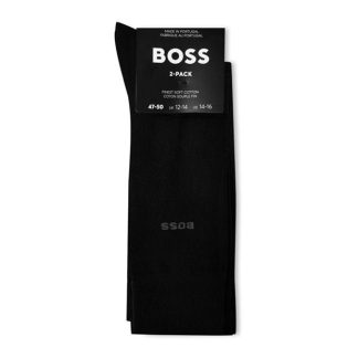 Boss 2 Pack Plain Socks Men Crew Socks Black 001 for sale