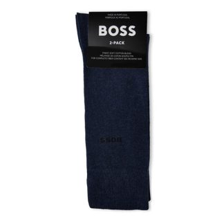 Boss 2 Pack Plain Socks Men Crew Socks Open Blue 468 for sale