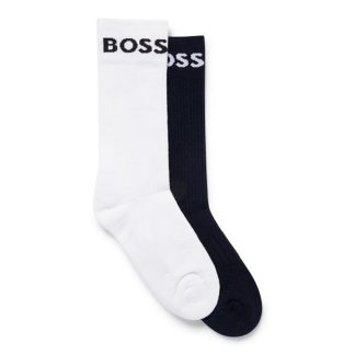 Boss 2 Pack Sport Crew Socks Mens Men Crew Socks White/Dark Blue for sale