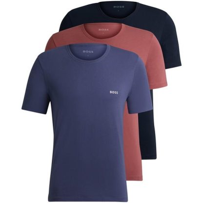 Boss 3-pack Classic T-shirts Men Regular Fit T-Shirts Nvy/Blu/Red 989 for sale