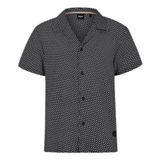 Boss Beach Shirt Ciro 10257205 01 Men Patterned Shirt - Short Sleeve Black 001 for sale