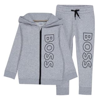 Boss Big Logo Tracksuit Junior Boys Kids Clothing Sets Grey A32 for sale