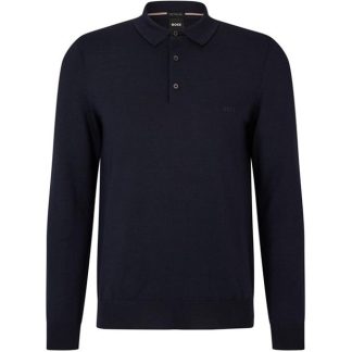 Boss Bono-L 10243945 01 Men Long Sleeve Polos Dark Blue 404 for sale