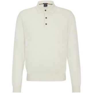 Boss Bono-L 10243945 01 Men Long Sleeve Polos Open White 131 for sale