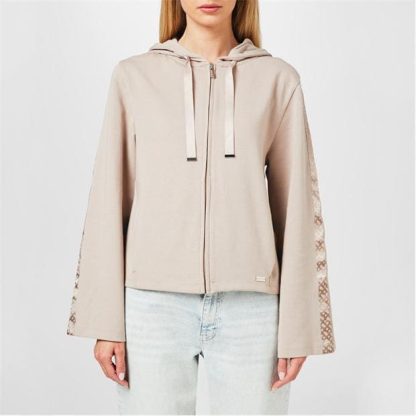 Boss Boss Arya Hooded Jacket 10259976 01 Women Pyjama Long Sleeve Tops Open Beige for sale