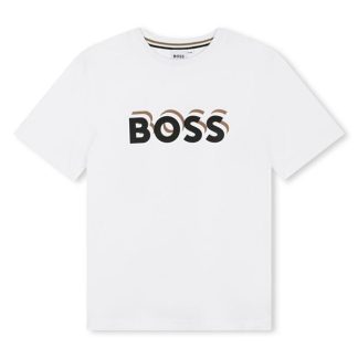 Boss Boss Bld Lgo Tee Jn42 Kids Regular Fit T-Shirts White 10P for sale