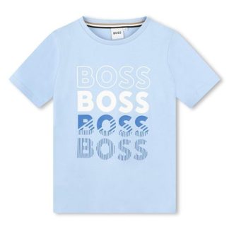 Boss Boss Bld Logo Tee Jn42 Kids Regular Fit T-Shirts Pale Blue 783 for sale