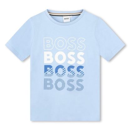 Boss Boss Bld Logo Tee Jn42 Kids Regular Fit T-Shirts Pale Blue 783 for sale