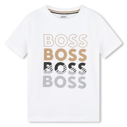 Boss Boss Bld Logo Tee Jn42 Kids Regular Fit T-Shirts White 10P for sale