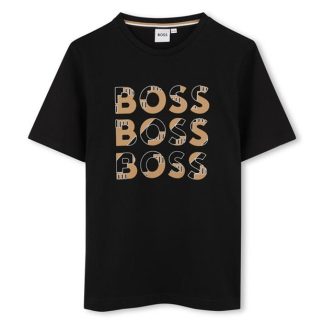 Boss Boss Chest Lgo Tee Jn44 Kids Regular Fit T-Shirts Black 09B for sale