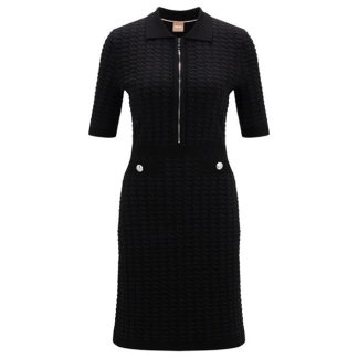 Boss Boss Farese Zip Dress Womens Women Polo Dresses Black 001 for sale