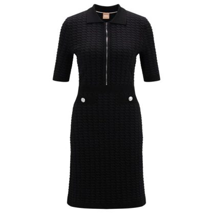 Boss Boss Farese Zip Dress Womens Women Polo Dresses Black 001 for sale