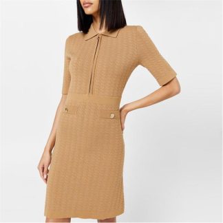 Boss Boss Farese Zip Dress Womens Women Polo Dresses Med Beige 260 for sale